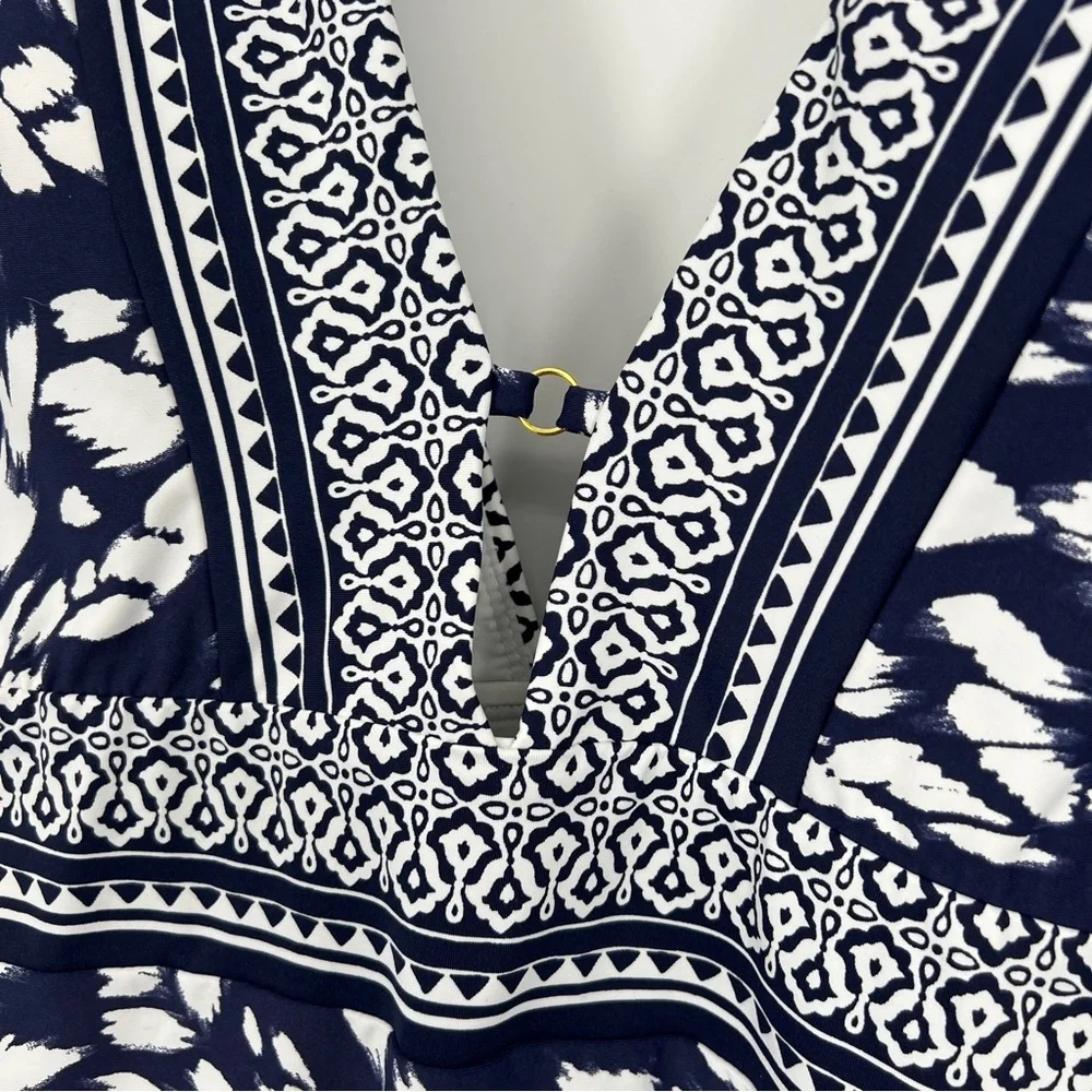 La Blanca Woman's Changing Tides Plunge One Piece Swimsuit in Indigo Blue New - Picture 4 of 14